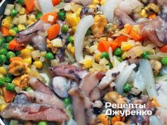 Seafood with vegetables - an easy dinner How to cook seafood with vegetables