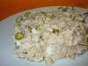 Canned herring salad with carrots and eggs